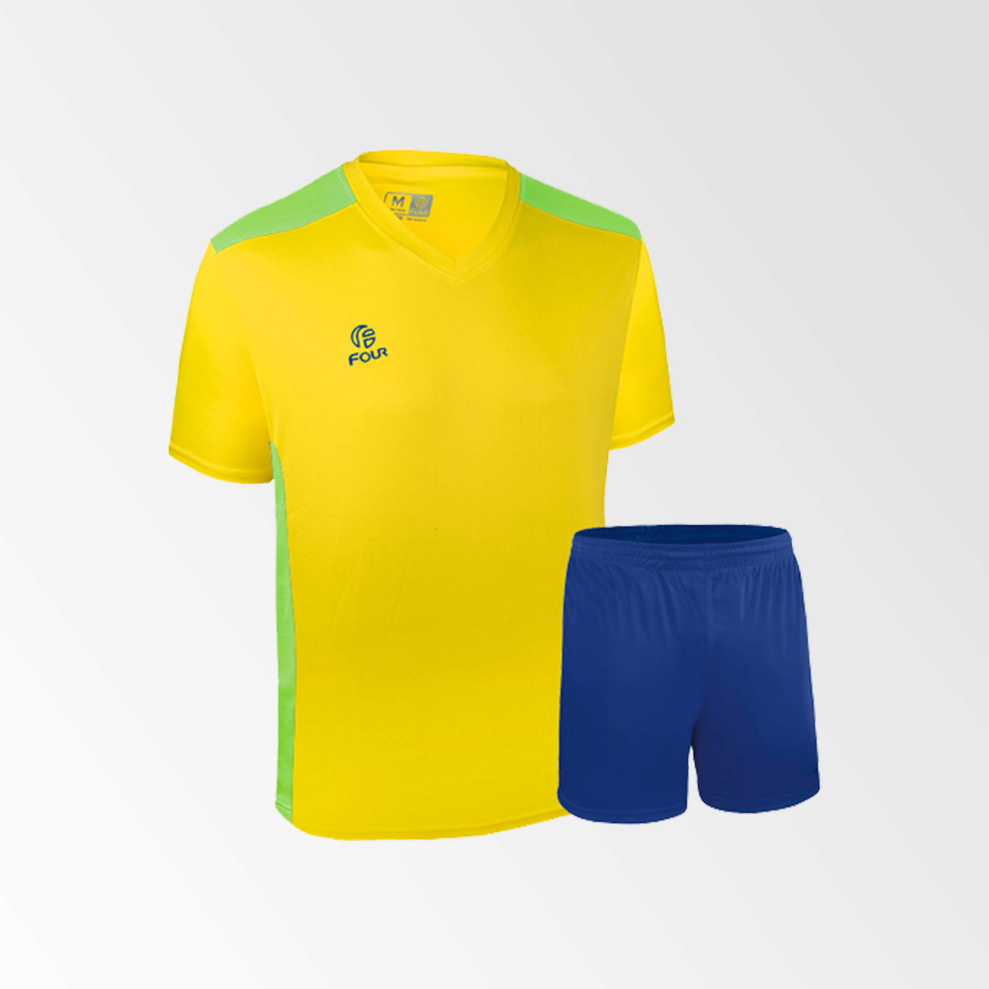 Camiseta de Futbol y Short Modelo Palermo Amarillo Verde-Lima