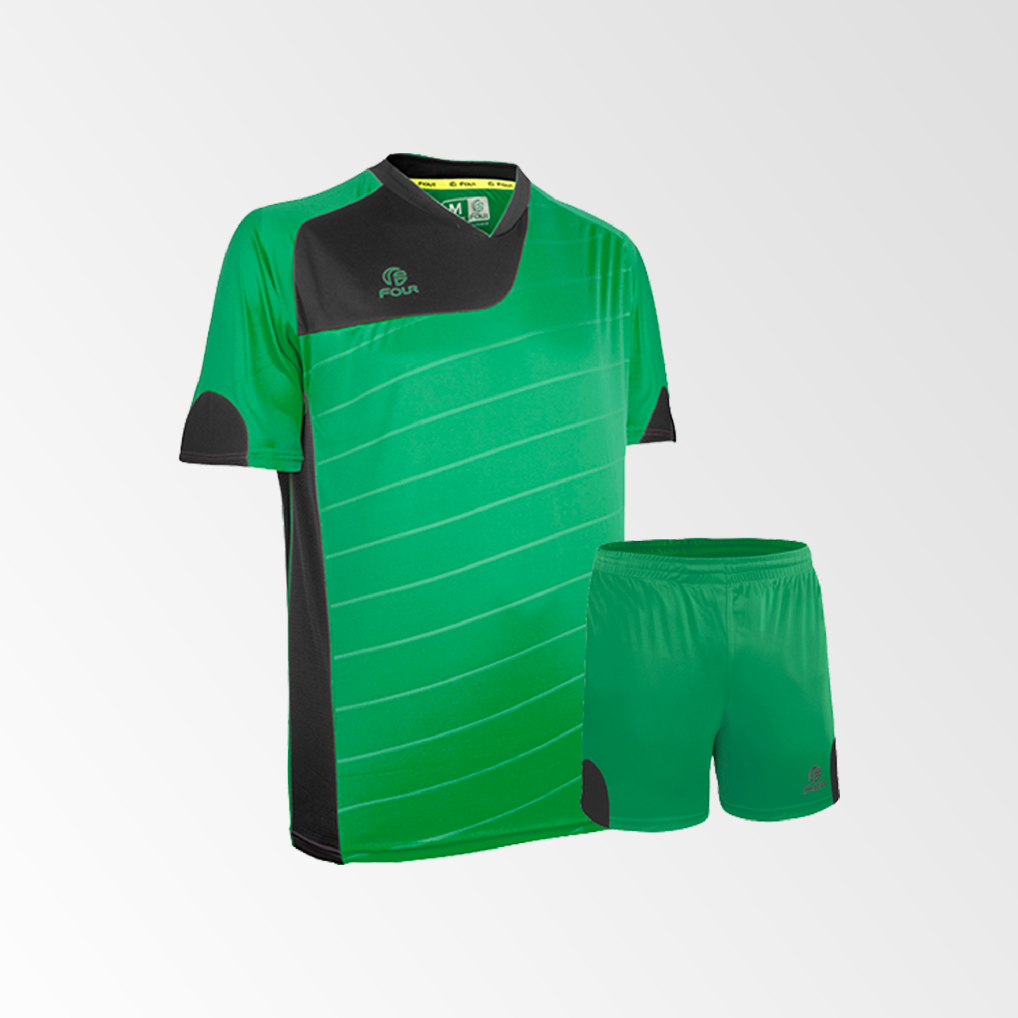 Camiseta de Futbol y Short Modelo Torino Verde Negro