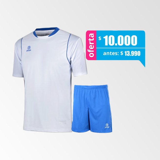 Camiseta de Futbol y Short Modelo Arsenal Blanco Azul-Rey