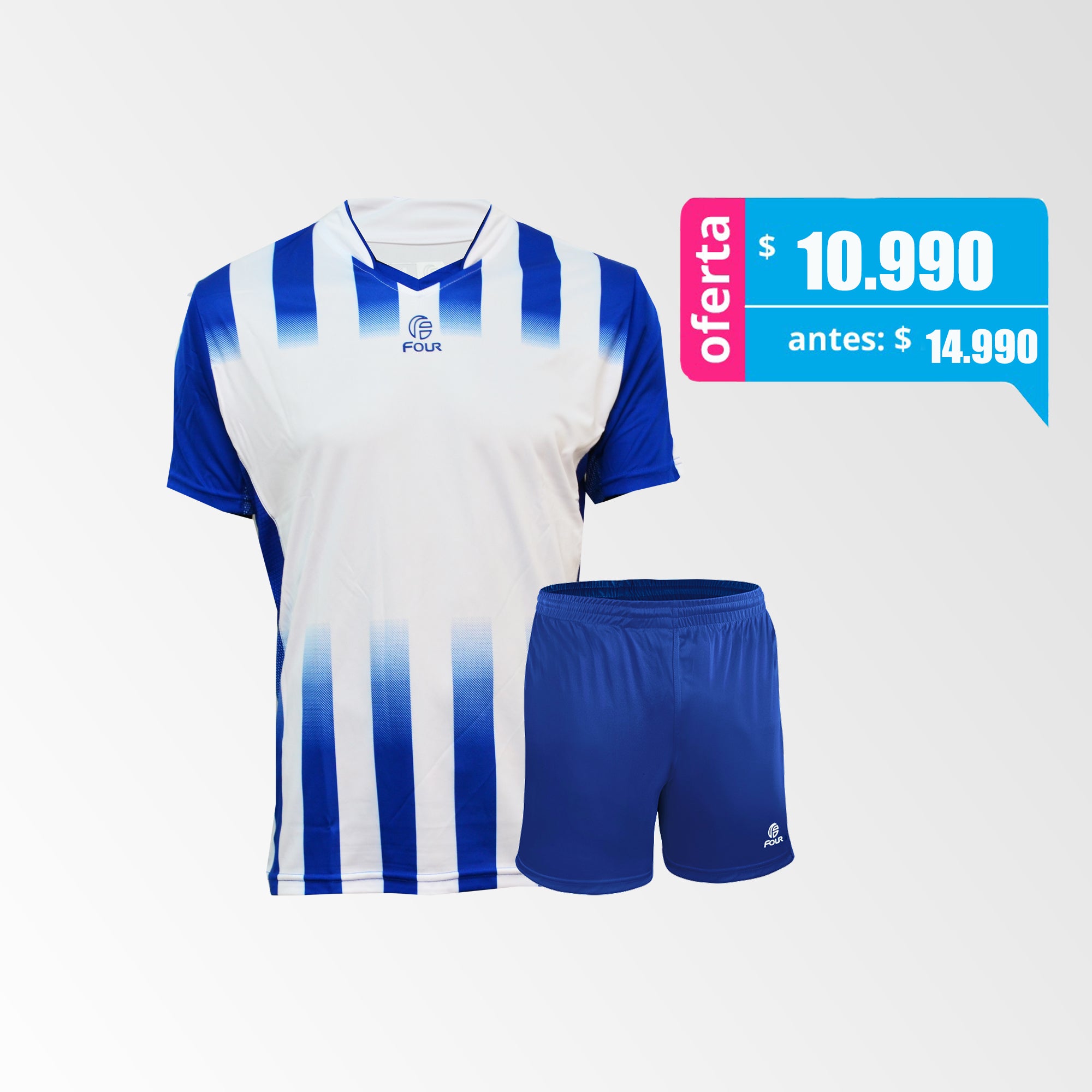 Camisetas y Short de Futbol Modelo Bilbao Blanco Azul