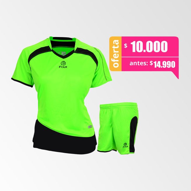 Camiseta de Futbol Mujer y Short Modelo Sevilla Lima-Ne??n Negro