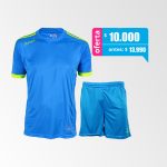 Camiseta de Futbol y Short Modelo Norwich Azul Amarillo-Ne??n