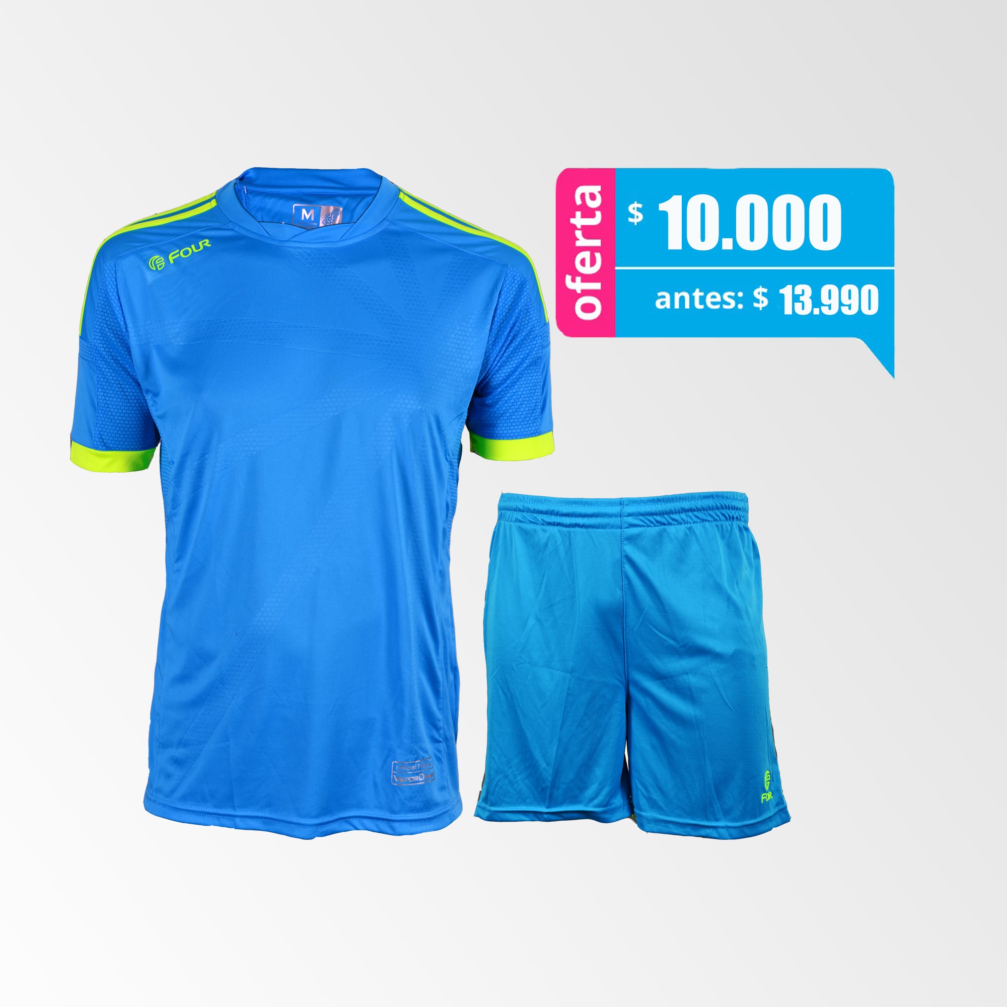 Camiseta de Futbol y Short Modelo Norwich Azul Amarillo-Ne??n